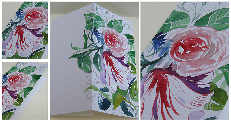 Shop Inga Design. Oriental theme watercolor greeting cards