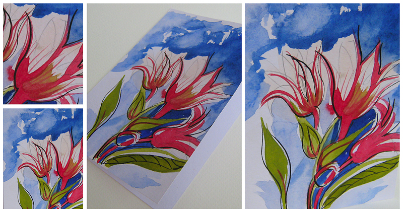 Shop Inga Design. Watercolor Greeting cards. Lake. Calm waters